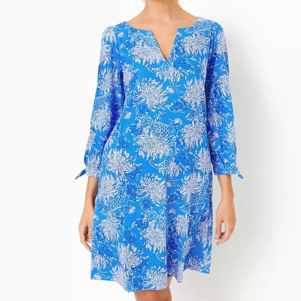 Lilly Pulitzer Blue Ram Goat Novelty Print